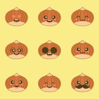 set with cute and kawaii hazelnut characters nuts isolated vector