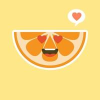 personaje de dibujos animados lindo y kawaii naranja. ilustración de personaje de fruta orgánica feliz saludable. frutas cítricas que son ricas en vitamina c. agrio, ayudando a sentirse fresco. vector