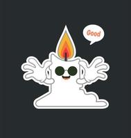 cute and kawaii candle cartoon character flat design vector illustration