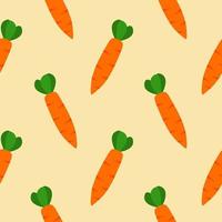 patrón sin costuras de zanahoria. zanahoria con hojas. manojo de zanahorias nutrición adecuada, productos agrícolas, comida vegana, dieta, productos dietéticos diseño de patrones sin fisuras para imprimir en textiles, papel. vector