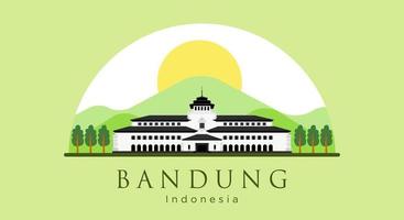 Gedung Sate Flat Style Vector Illustration The Icon of Bandung, West Java, Indonesia