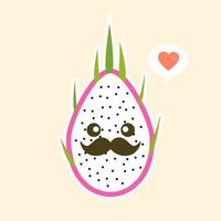 Cartoon cute dragon fruit character in kawaii style. S Design for t shirts, stickers, posters, cards etc. Vector illustration on color background