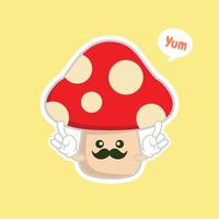 cute and kawaii mushroom character flat design vector illustration
