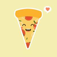 Funny Pizza slice. Cute pizza character set isolated on color background . Fast food characters. can use in the menu, in the shop, in the bar, the card or stickers. Easy to edit. vector