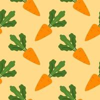 Carrots in cartoon style isolated on color background. Vector illustration. Seamless pattern