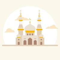 Ramadan Kareem. Mosque flat style on color background. Month of Ramadan. Eid mubarak islamic Vector illustration