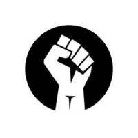 Raised fist logo. Raised black fist vecor icon. Victory, rebel symbol in protest or riot gesture symbol.