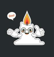 cute and kawaii candle cartoon character flat design vector illustration