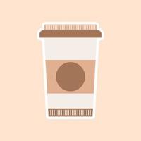 Flat style isometric vector coffee cup concept illustration. Material design disposable paper coffee cup clean realistic icon.