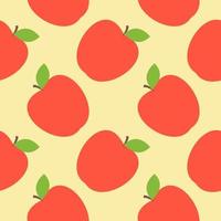 Flat design red apples seamless pattern background. Ripe, red apples with a leaf, geometric seamless pattern on a white background, vector. vector