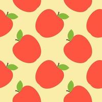 Flat design red apples seamless pattern background. Ripe, red apples with a leaf, geometric seamless pattern on a white background, vector. vector