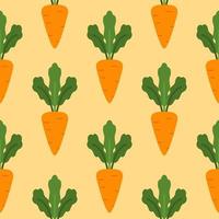 Carrots in cartoon style isolated on color background. Vector illustration. Seamless pattern