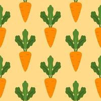 Carrots in cartoon style isolated on color background. Vector illustration. Seamless pattern