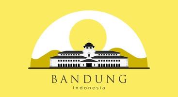 Gedung Sate Flat Style Vector Illustration The Icon of Bandung, West Java, Indonesia