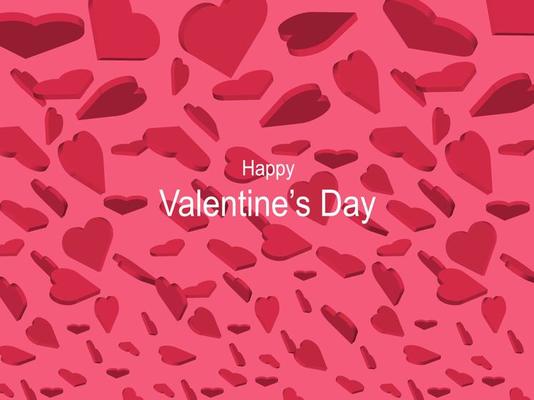 Valentine's day concept banner. Floating of 3d hearts like a balloon. Romantic greeting card. vector illustration.