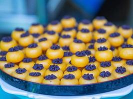 Close-up of Thai sweet dessert or kha-nom sanejan photo