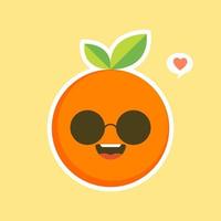 cute and kawaii Cartoon character orange. Healthy Happy Organic Fruit Character Illustration. Citrus fruits that are high in vitamin C. Sour, helping to feel fresh. vector