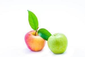 Green apple  and  Red apple on the white background with clipping path photo