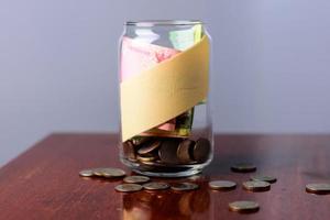 jar of money to do things on the table. photo