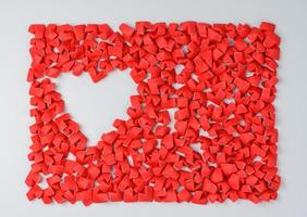 Paper heart arrangement on white table photo