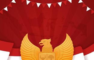 fondo hari pancasila con garuda y bandera indonesia vector