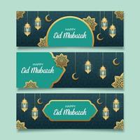 Eid Mubarak Greeting Banner Set vector