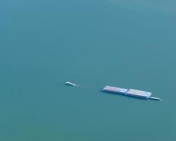 top view drag boat in the river. photo