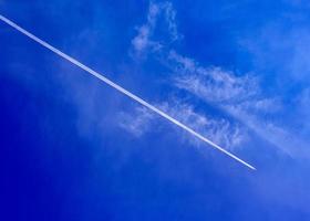 Vapor trail from an airplane photo