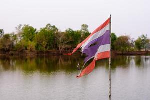 Flag of Thailand old and lack photo