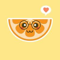 personaje de dibujos animados lindo y kawaii naranja. ilustración de personaje de fruta orgánica feliz saludable. frutas cítricas que son ricas en vitamina c. agrio, ayudando a sentirse fresco. vector