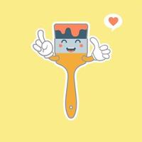 kawaii and cute paint brush flat design vector illustration