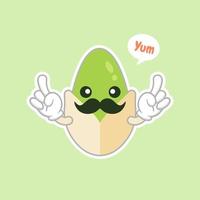 cute and kawaii Pistachio nut cartoon character. Traditional snack. Healthy food. Nut ornament. vector