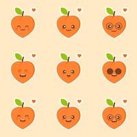 Peach kawaii emoticon cartoon illustration. Peach Social Media Emoji. Modern Simple Vector For Web Site Or Mobile App. Peach Character Mascot .Fruits Vegetables Cute Simple icon logo Design Vector