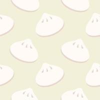 Dumpling Seamless vector pattern. buns and dumplings Dim Sum, Khinkali. Cute food characters illustration for wrapping paper, postcard, textile, background texture, food hall decoration