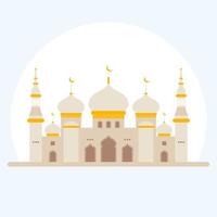 Ramadan Kareem. Mosque flat style on color background. Month of Ramadan. Eid mubarak islamic Vector illustration