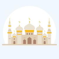 Ramadan Kareem. Mosque flat style on color background. Month of Ramadan. Eid mubarak islamic Vector illustration