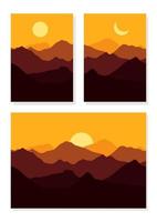 flat landscape vector illustration. Set of abstract contemporary backgrounds in earth colors. mountain landscape in flat style. Concept vector templates for social media, websites, poster, cover.