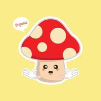 cute and kawaii mushroom character flat design vector illustration