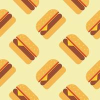 Burger Seamless Pattern Background Vector Design Isolated on Color Background