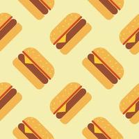 diseño de vector de fondo de patrón sin costuras de hamburguesa aislado en fondo de color