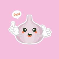 cute and kawaii Onion. funny vegetable vector character set isolated on color background