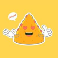 cute and kawaii quesadilla character. mexican food flat design illustration. Hand drawn cute emoji. Vector flat emoticon illustration of Mexican fast food. Spices traditional food