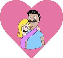 Funny caricature couple of lovers. Cartoon characters. Simple style, vector illustration eps 10.