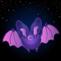 Cartoon character. Funny violet bat. vector illustration