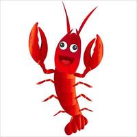 Funny red cartoon character crayfish on white background. vector