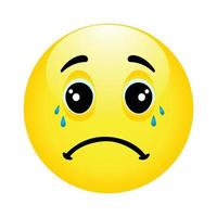 Depressed and sad emoticon on white background vector