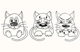 ilustración de personajes animales para niños. dibujos de líneas dibujados a mano de gatito gracioso. eps10 vector