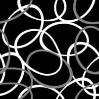 fondo abstracto sin costuras hecho de un conjunto de anillos, ilustración vectorial, círculos desiguales, fondo de impresión de ropa, blanco negro vector