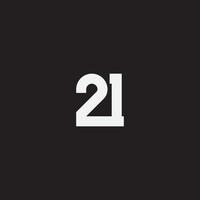 Number 21 monogram logo design. vector