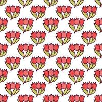 tulipanes de patrones sin fisuras sobre fondo blanco. ilustración de primavera para el día de la santa pascua. gráficos vectoriales.ile vector